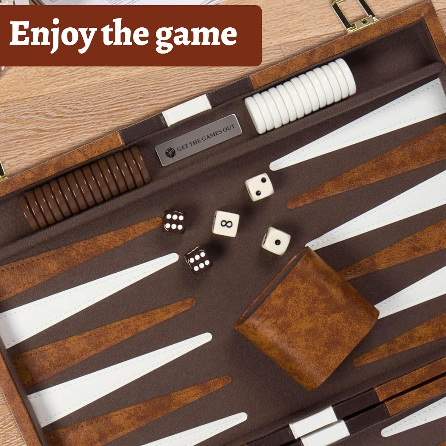 Thumbnail 5 de Backgammon Set with Premium Leather Case – 11 Inch Travel Board