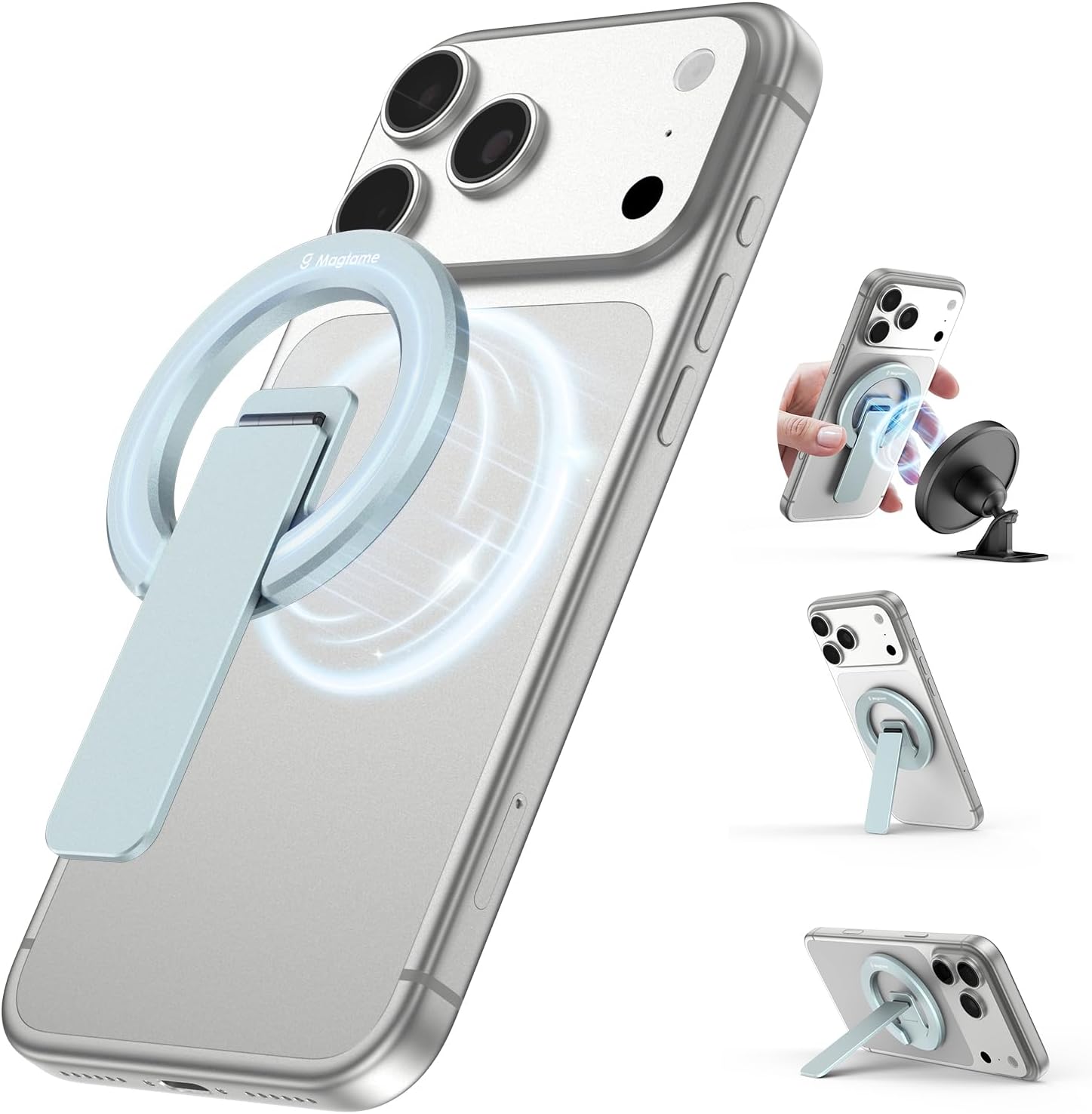 Detalle de Magtame Support magnétique pour téléphone – Double face, bureau magnétique et pliable – Bleu