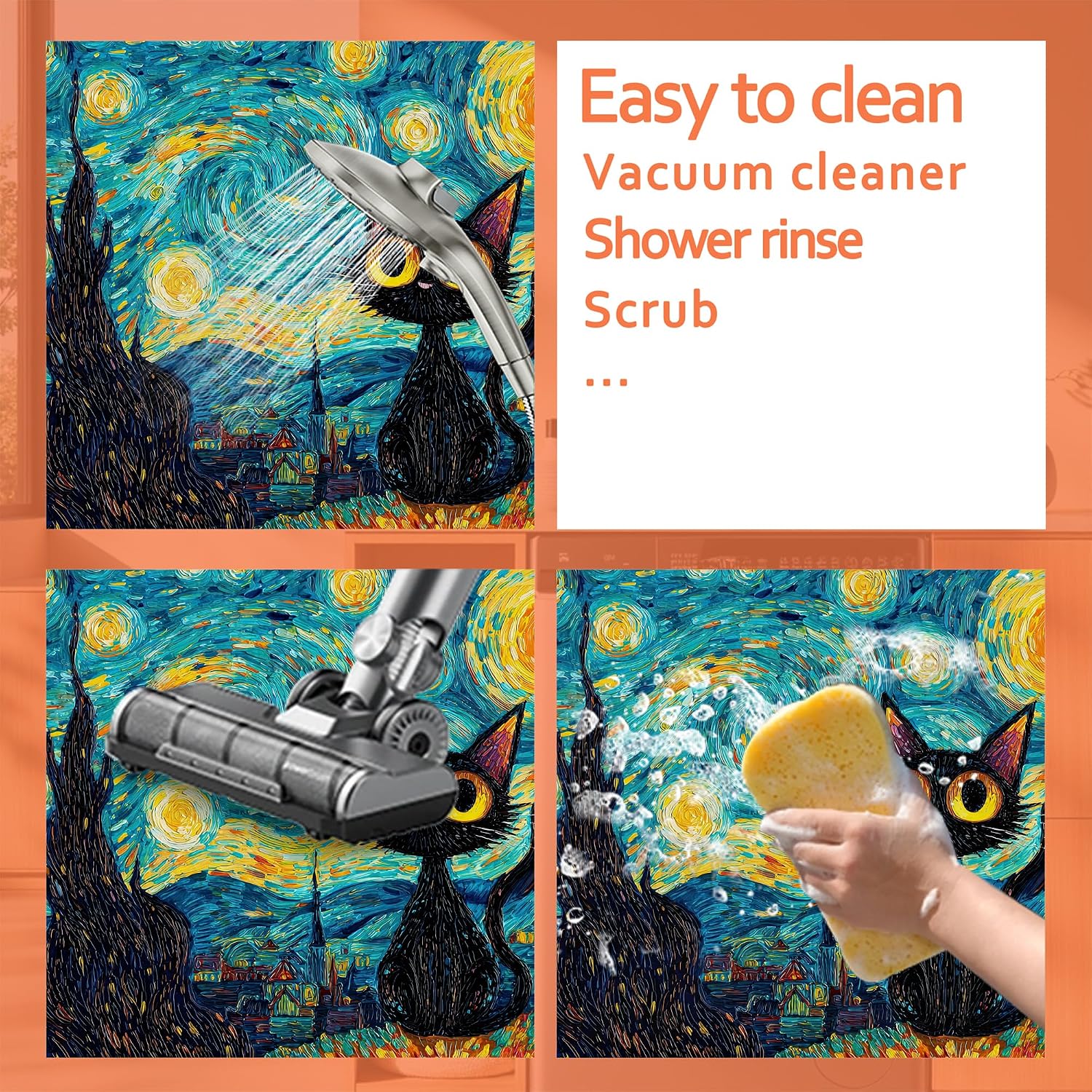 Thumbnail 4 de MTEXYMG MTEXYMG-dryer cover-01 Starry Night Black Cat Washer and Dryer Mat, 23.6 x 19.7 in