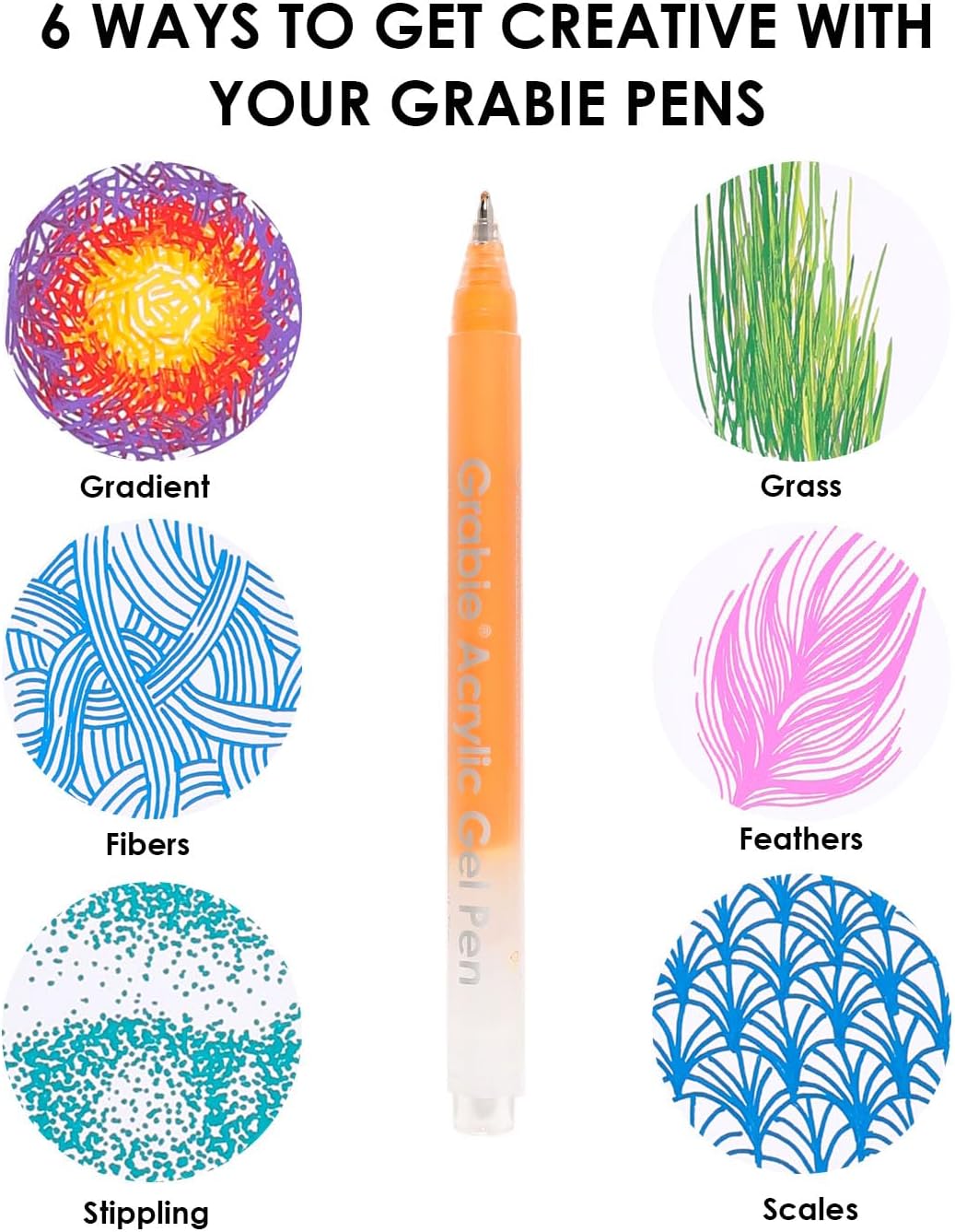 Thumbnail 3 de Grabie 12 Colours Acrylic Gel Pens & Colouring Book (Ocean Colours) – Medium Point Set