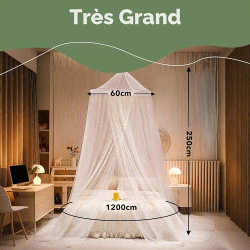 Detalle de ZUFIO Moustiquaire de Lit 0,6 x 2,5 x 12,5 m — Forme Ronde, Mailles Fines, Légère pour Lit de Bébé
