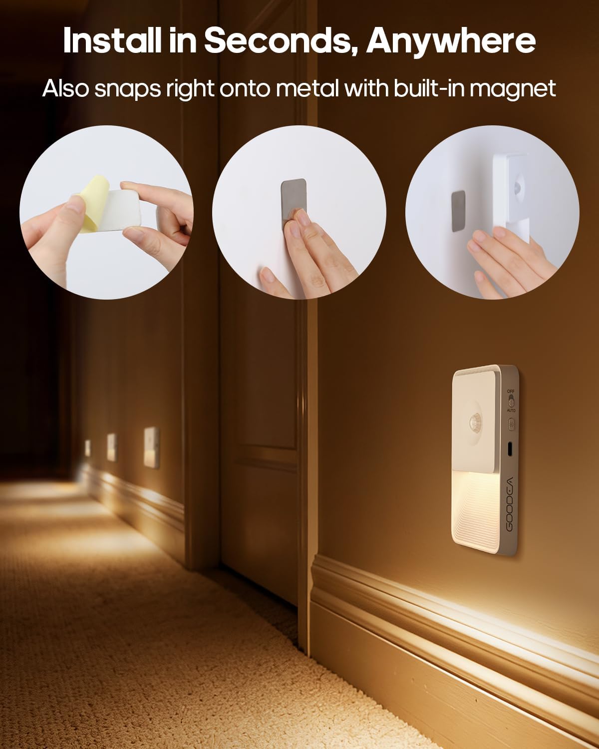 Thumbnail 4 de GOODEA GDNL004 Rechargeable Motion Sensor Night Lights, Dimmable, 4-Pack