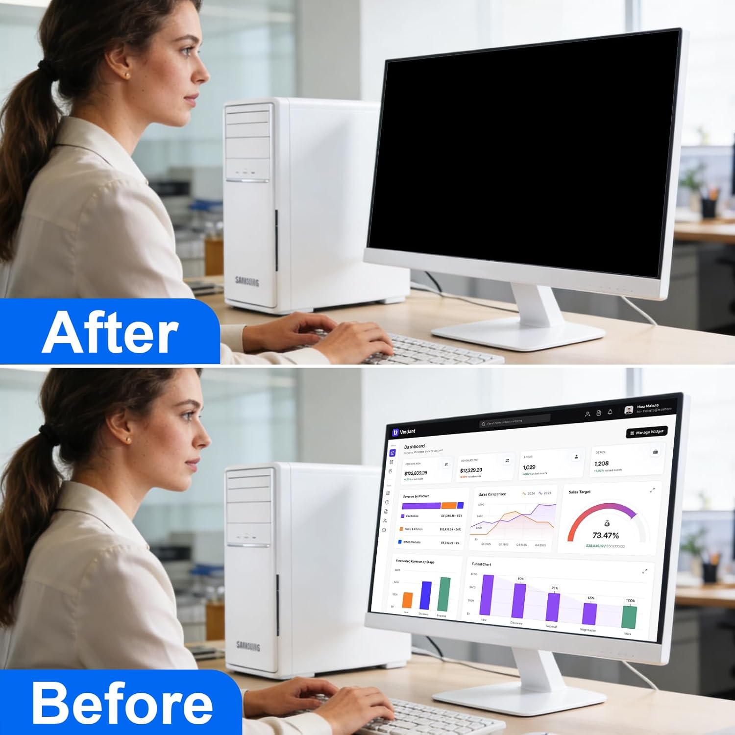 Thumbnail 1 de ZOEGAA 2-Pack Privacy Screen for 24-Inch Monitors (16:9) – Anti-Spy, Blue Light, Glare Reduction