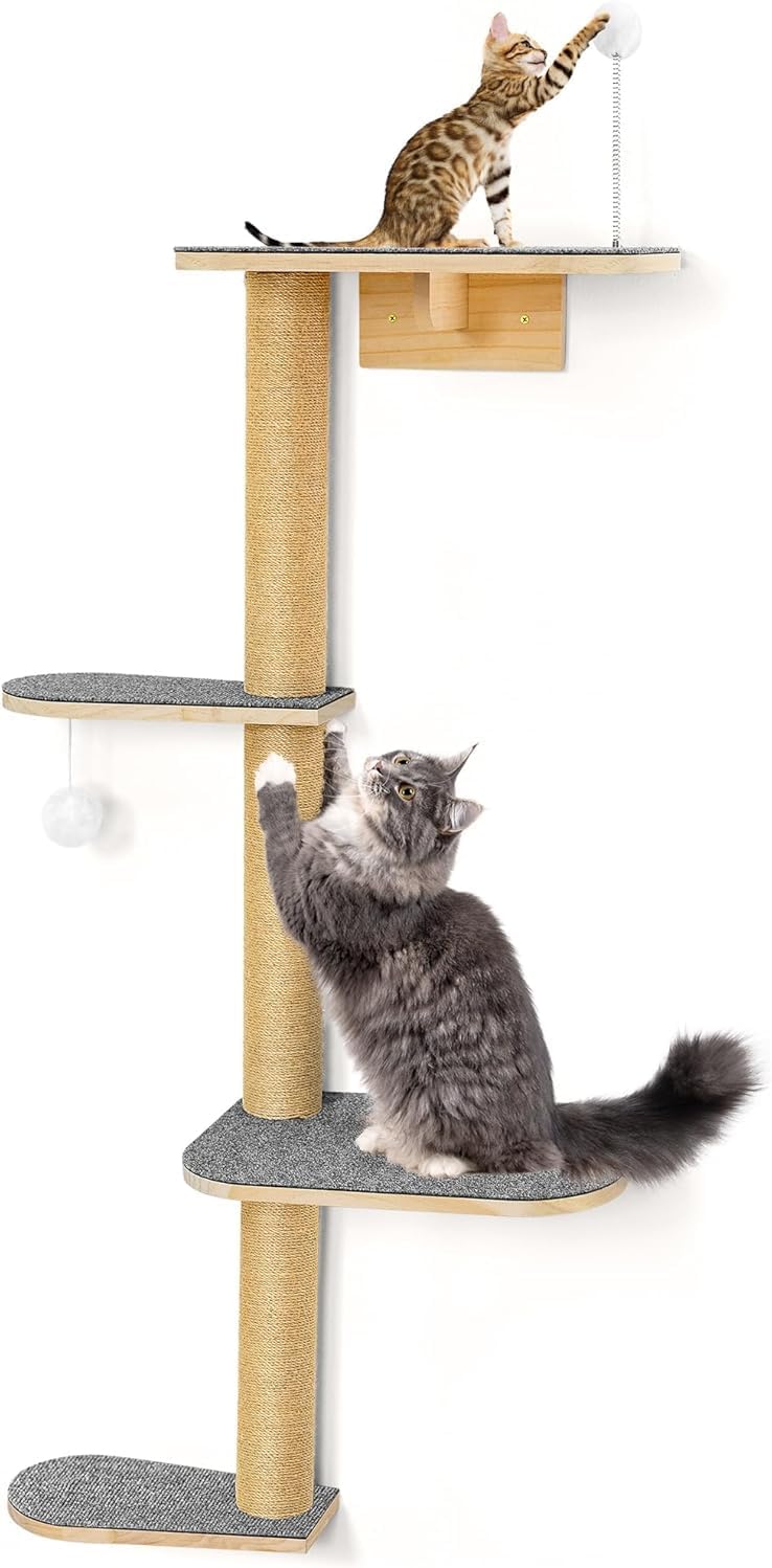 Detalle de Wall-Mounted Cat Tree 125cm — 4‑Tier Cat Tower 🐱