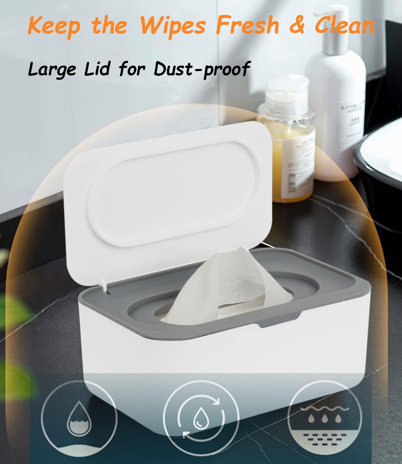 Detalle 2 de Seposeve Refillable Wipe Dispenser, One-Handed Grey 🧻