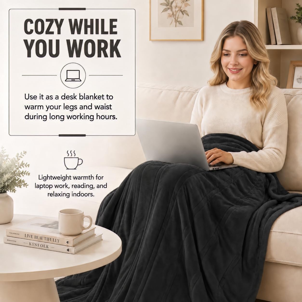 Detalle 2 de Ladung WDJ-EBA-BL-QS Electric Heated Blanket, Queen 84 × 90 in, Iron Gray
