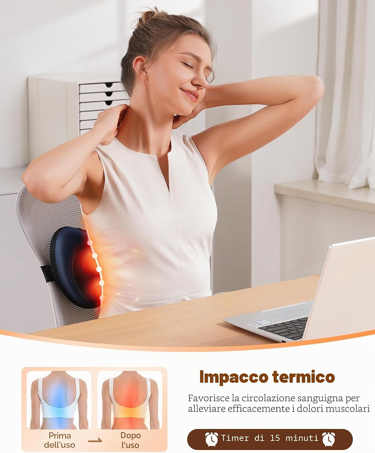Detalle de KNQZE Massaggiatore per collo con calore e testine 3D: comfort mirato per spalle, collo e schiena