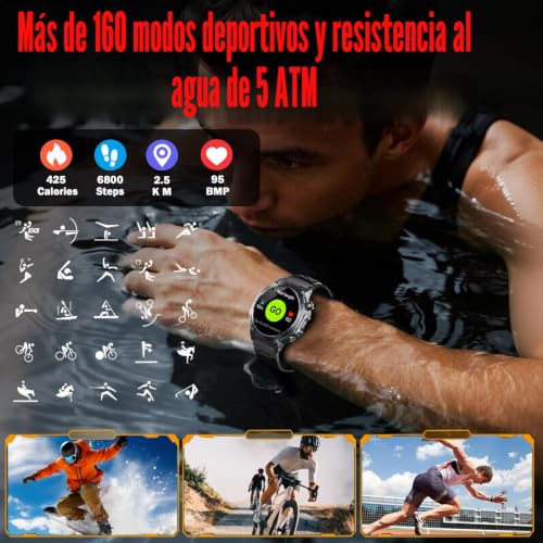 Detalle 2 de Reloj Inteligente Jugeman Hombre con GPS y 160+ modos deportivos