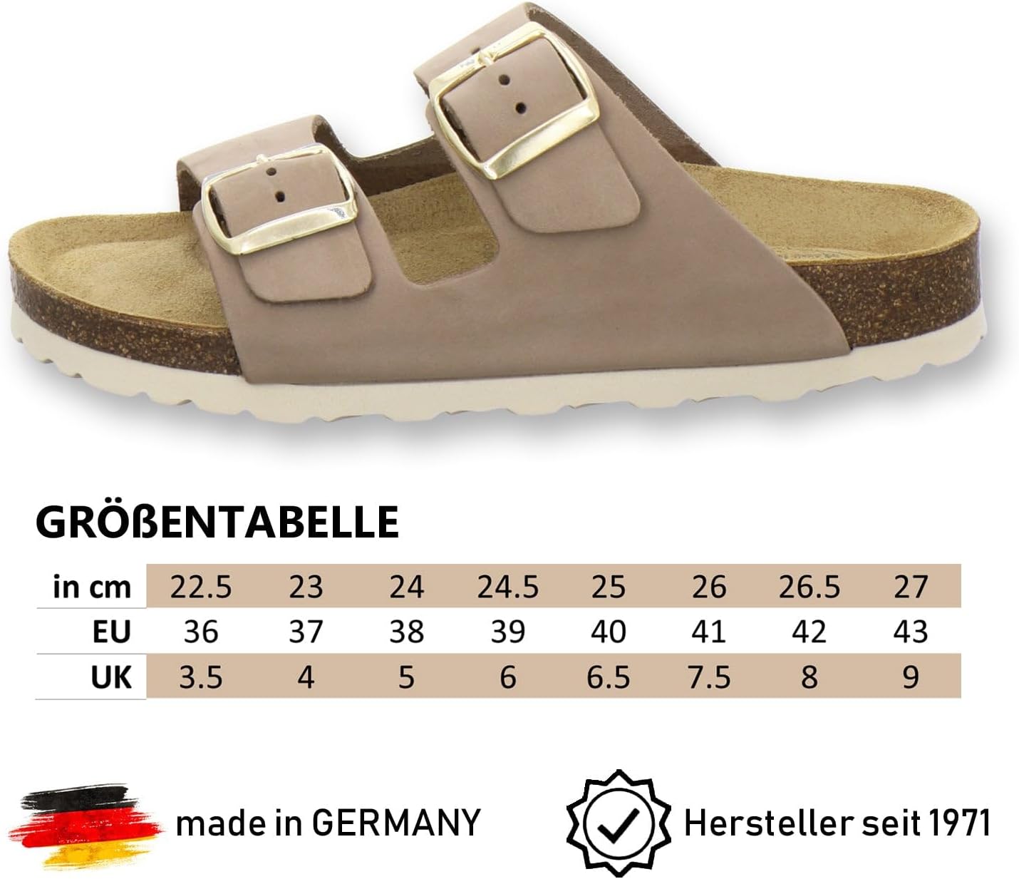 Detalle de AFS-Schuhe 2100 Damen-Pantoletten aus echtem Leder – Made in Germany