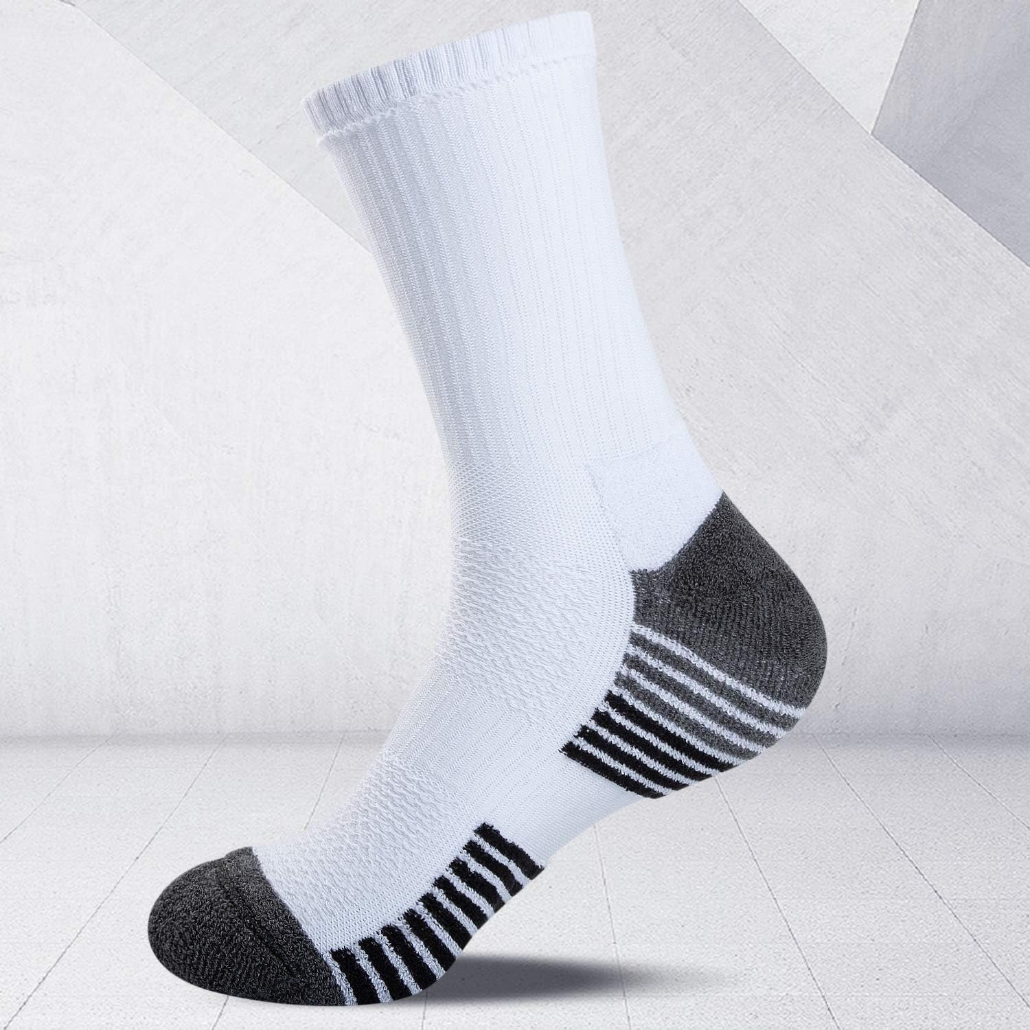 Detalle de Coskefy thick cushion thermal crew walking socks (6 pairs) with compression arch