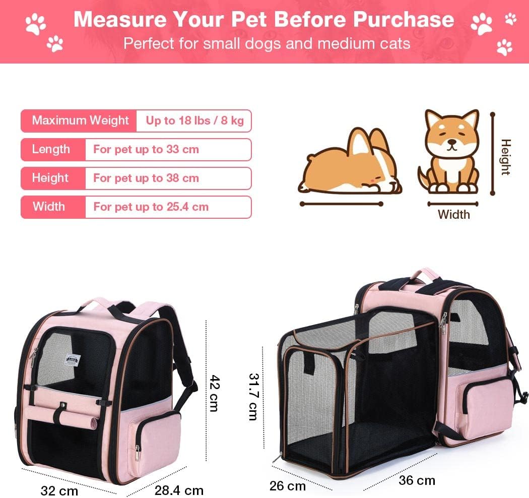 Detalle 2 de Lekespring Katzenrucksack erweiterbar 32×28,4×42 cm