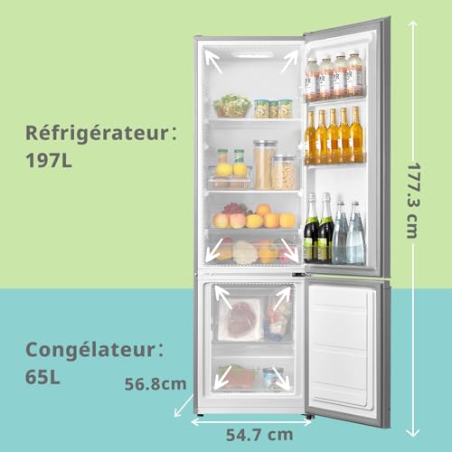 Detalle de Comfee' 262L – Réfrigérateur Congélateur Combiné en Acier Inoxydable