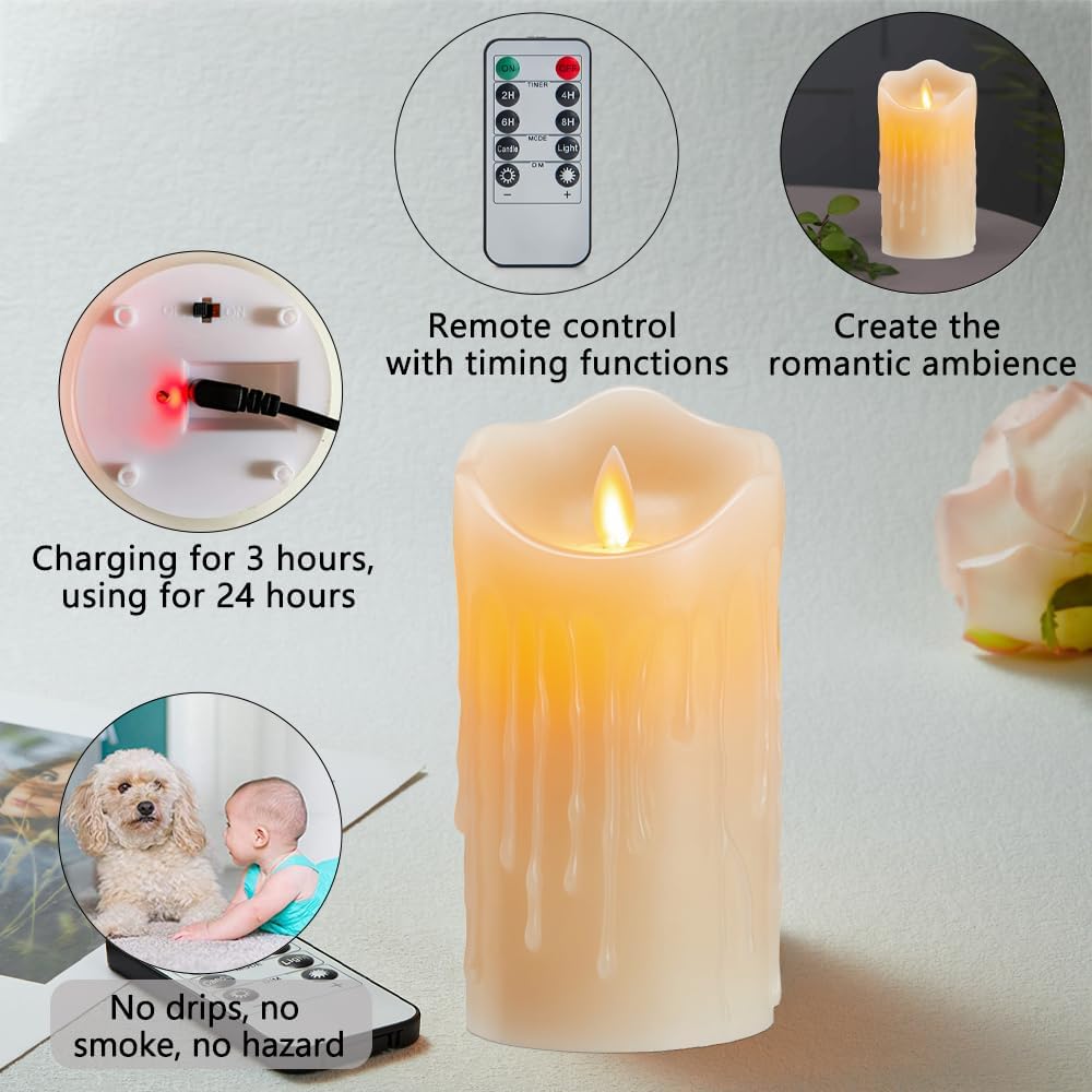 Detalle 2 de Koelaa Pack de 2 Velas LED Recargables 7.5x15 cm 🕯