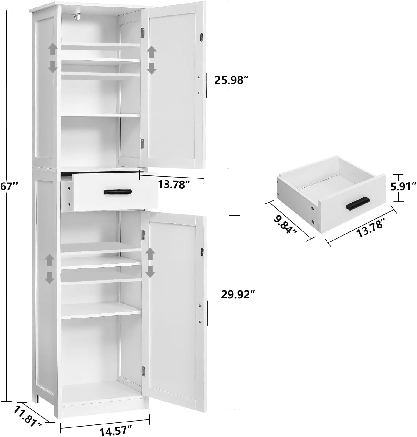 Detalle de usikey Tall Bathroom Cabinet, 67-Inch