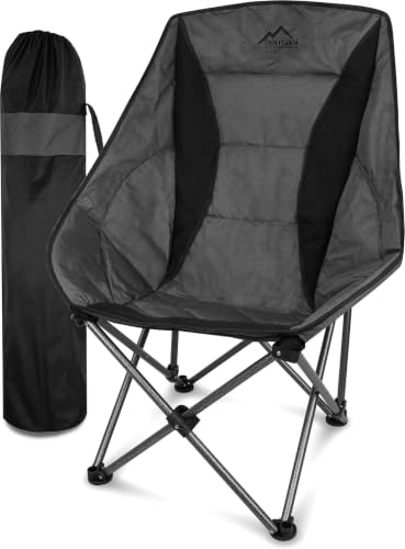 Detalle de normani Faltbarer Campingstuhl inkl. Tragetasche – gepolsterter Moonchair bis 150 kg, Grau