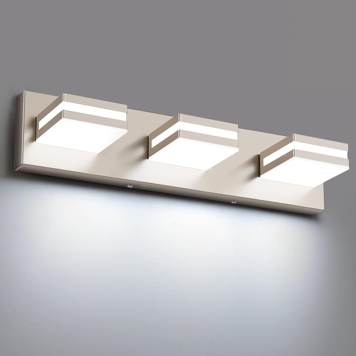 Detalle de Leifod 3T-NI 16-Inch 3-Light LED Vanity Light, Dimmable, Brushed Nickel