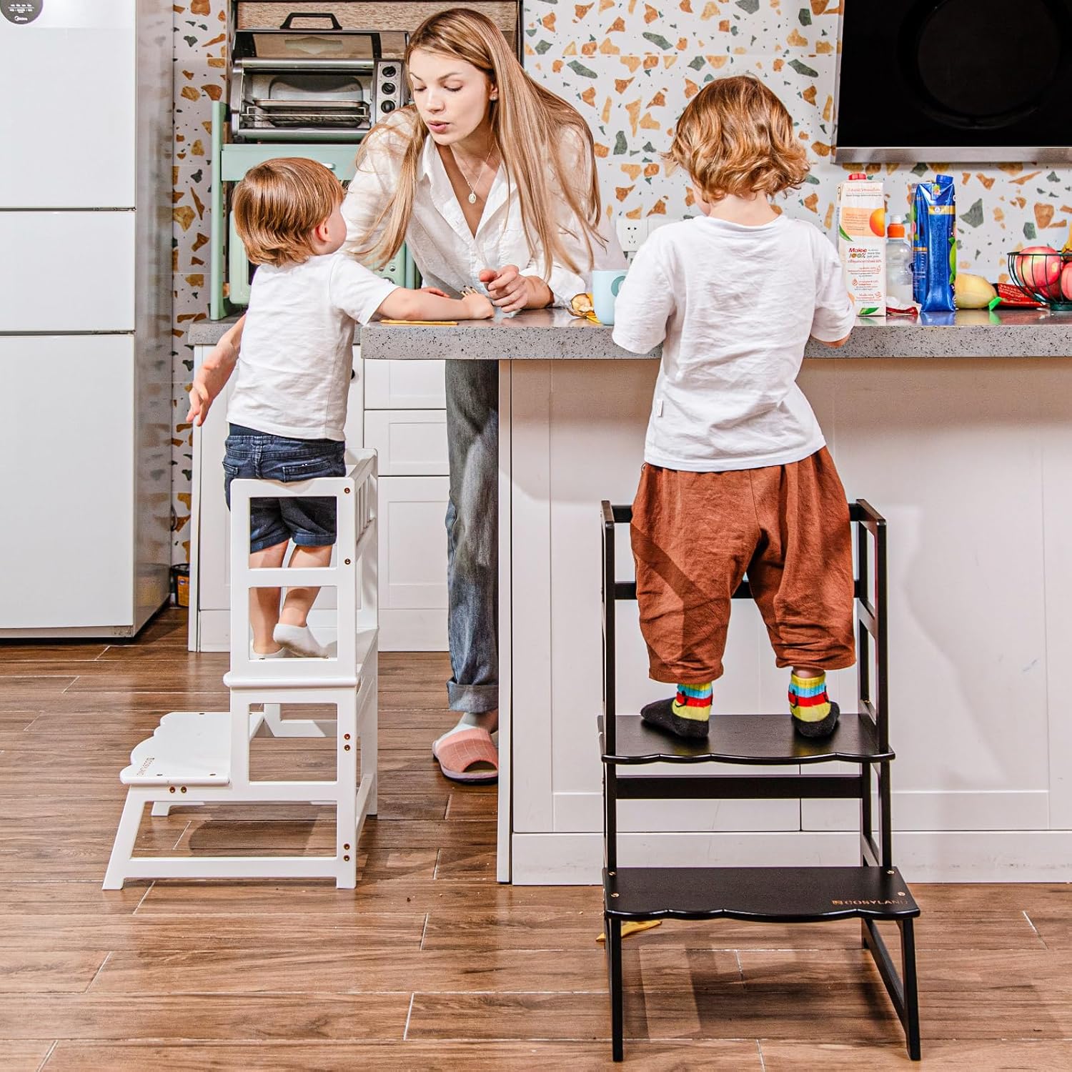 Thumbnail 1 de COSYLAND Lernturm ab 1 Jahr & 2 Jahre – Montessori Learning Tower mit Griffen, Anti-Rutsch & Kippschutz