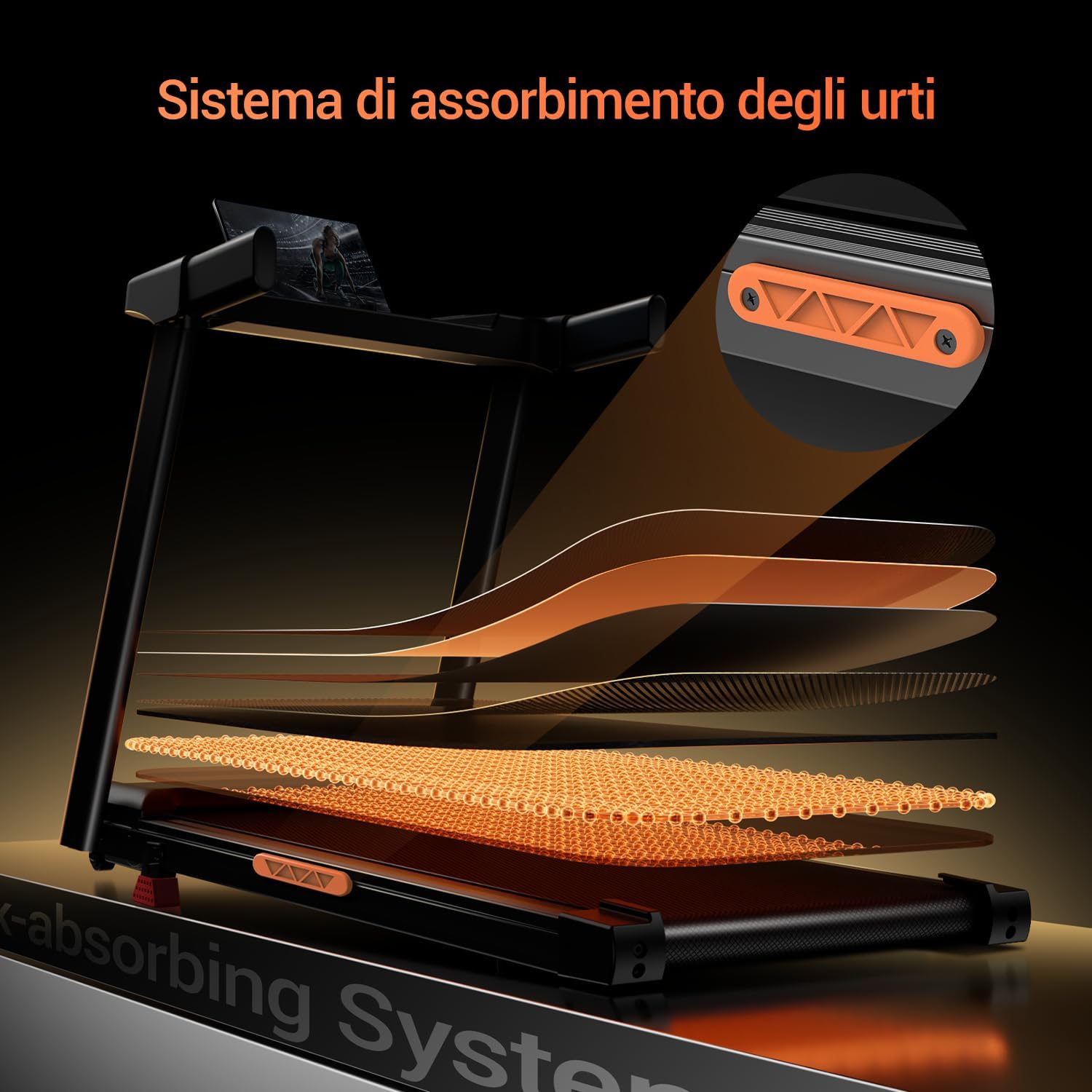 Thumbnail 4 de UMAY Tapis Roulant Salvaspazio con Inclinazione 15% — Motore 3.0 HP, 97x40 cm, Display LED
