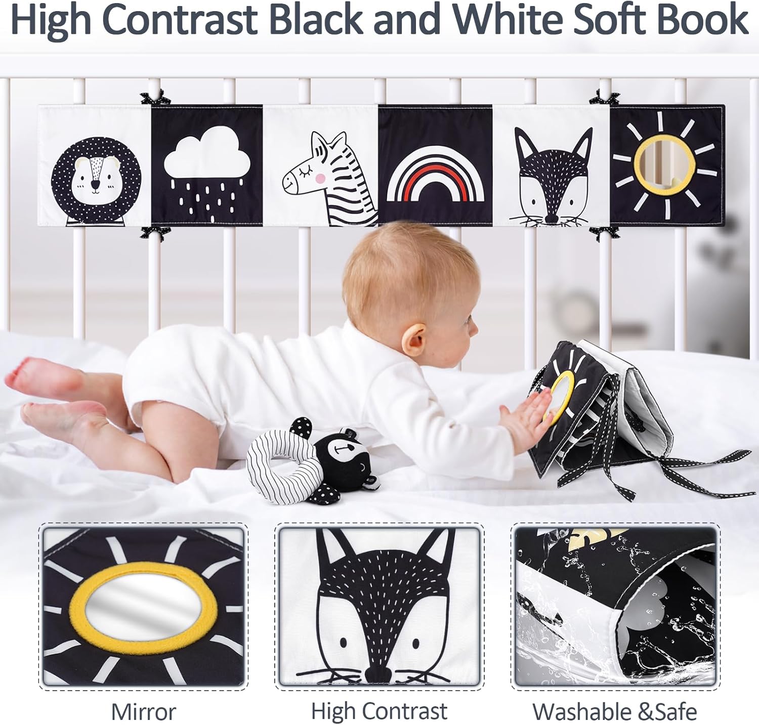 Detalle 2 de Joyreal High Contrast Baby Toys with Car Seat Mobile