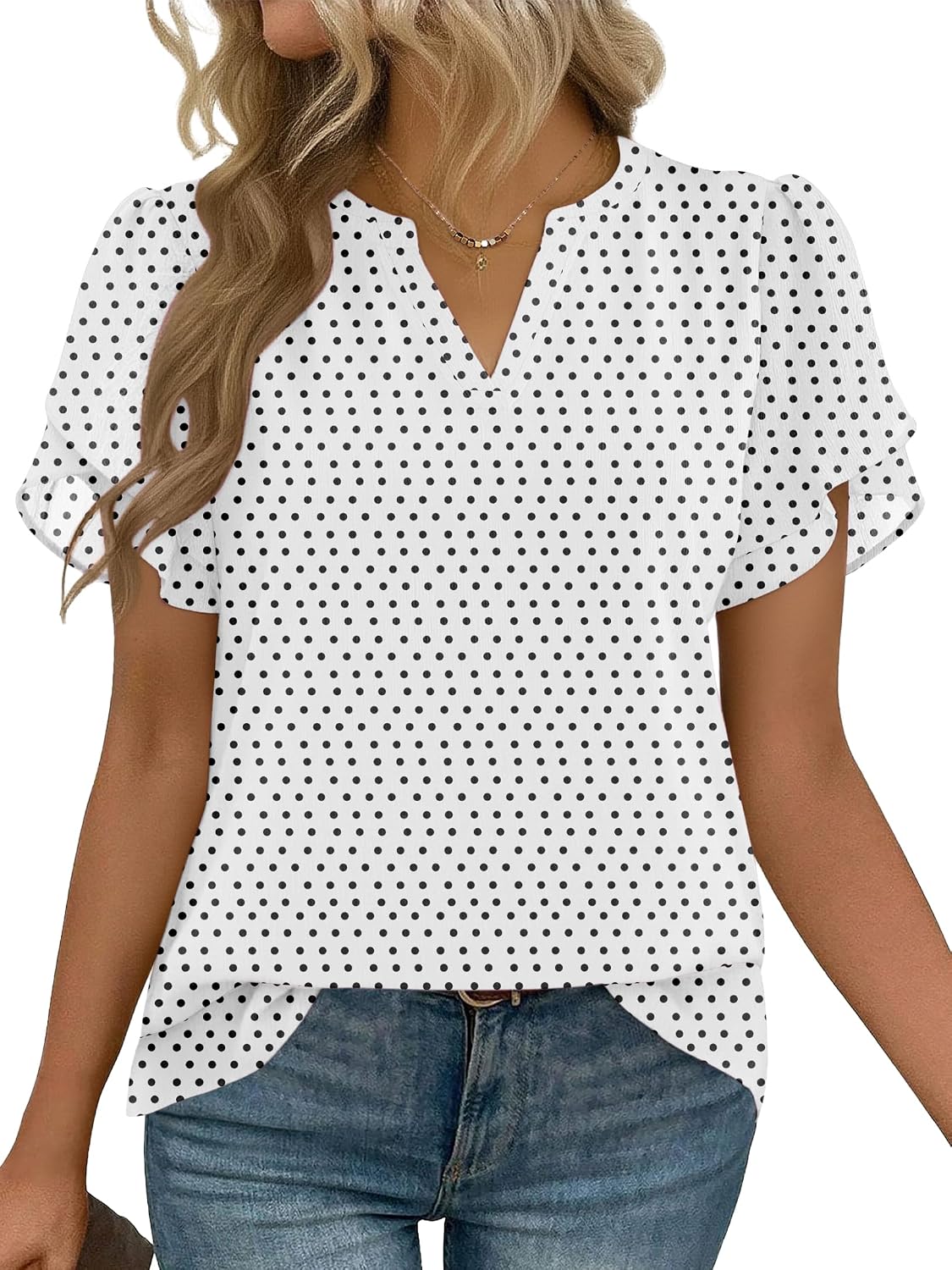 Thumbnail 6 de Zeagoo Women's Short Sleeve V-Neck Blouse in Lightweight Polyester Crepe