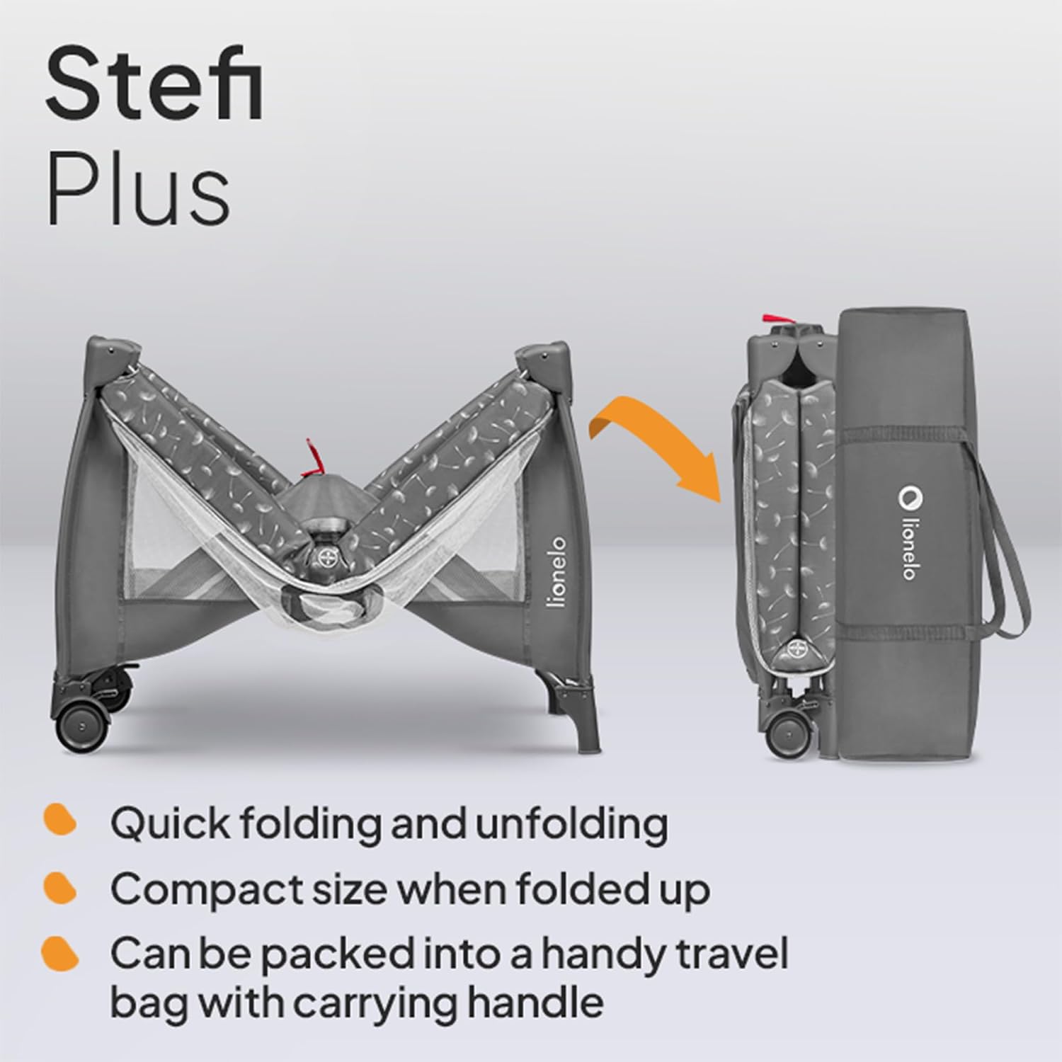 Thumbnail 6 de Lionelo STEFI Plus Travel Cot: Portable 2-Level Mattress, Safe for Newborns to Toddlers