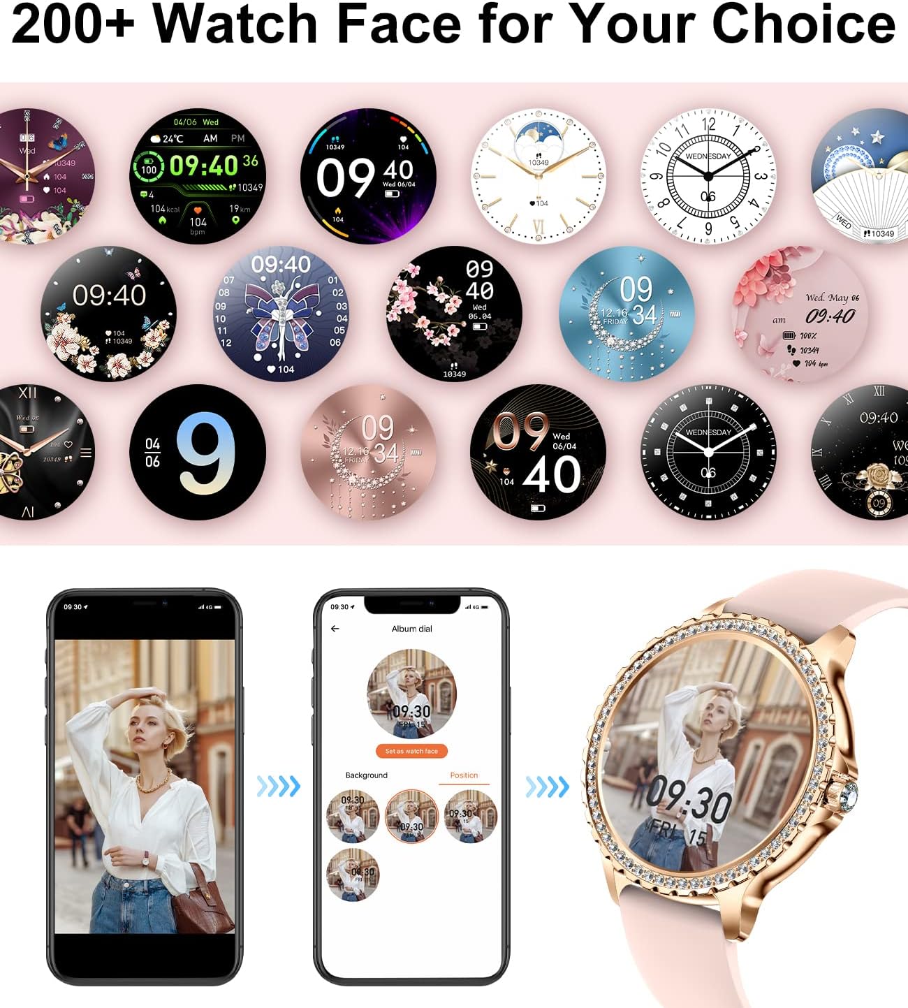 Thumbnail 2 de Diamond Ladies Smartwatch 1.32" HD, 100+ sports