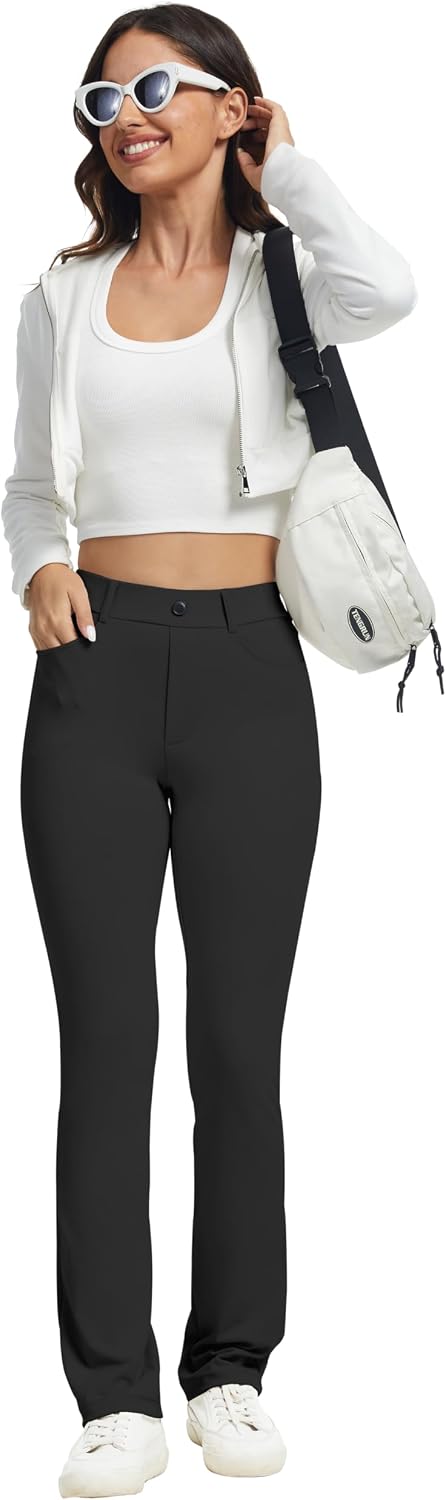 Detalle 2 de VIMPEP Women’s Stretchy Yoga Dress Pants High Rise Straight Leg with Pockets