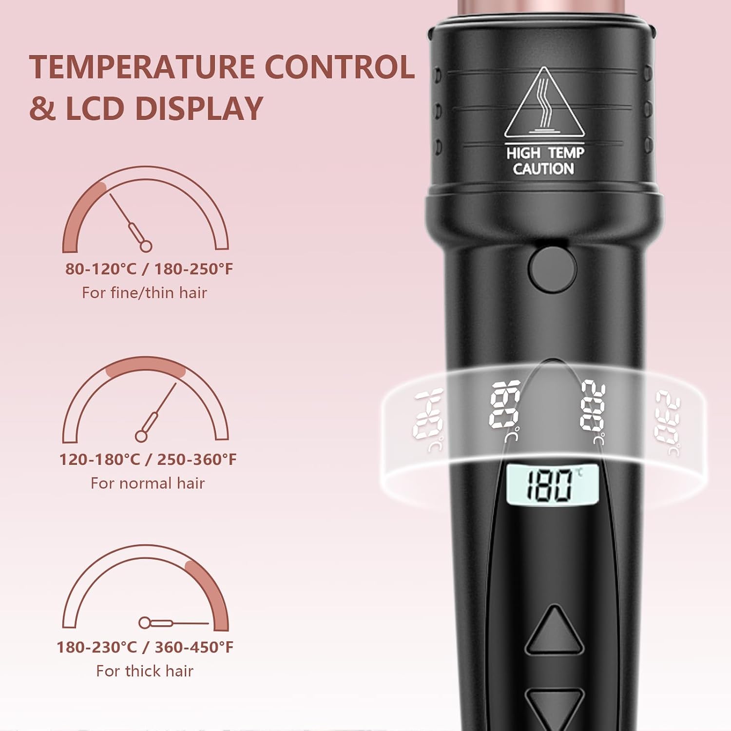 Detalle 2 de Lockenstab-Set NWOUIIAY 6-in-1 mit LCD & keramischer Beschichtung (80–230 °C)