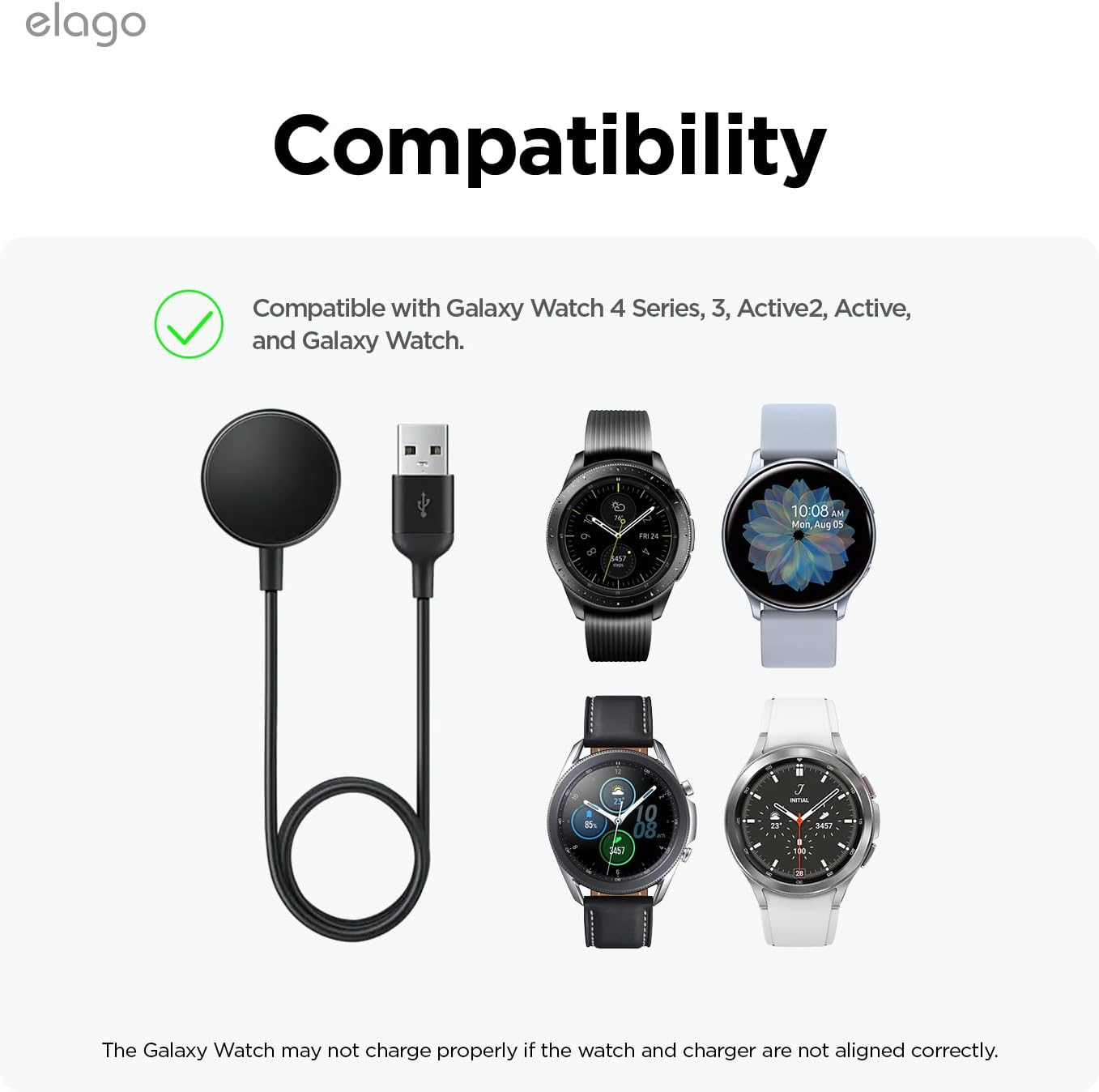 Thumbnail 1 de elago Stand GWT3 supporto ricarica per orologio Samsung Galaxy Watch (compatibile 40–46 mm) con gestione cavi, nero