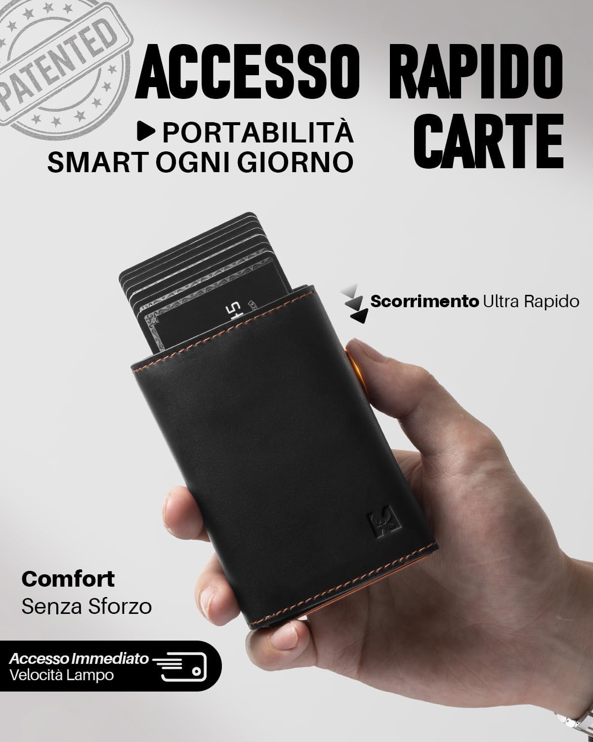 Detalle 2 de MYSHION Portafoglio Pop-Up da Uomo con tasca monete e protezione RFID (trifold con finestra ID)