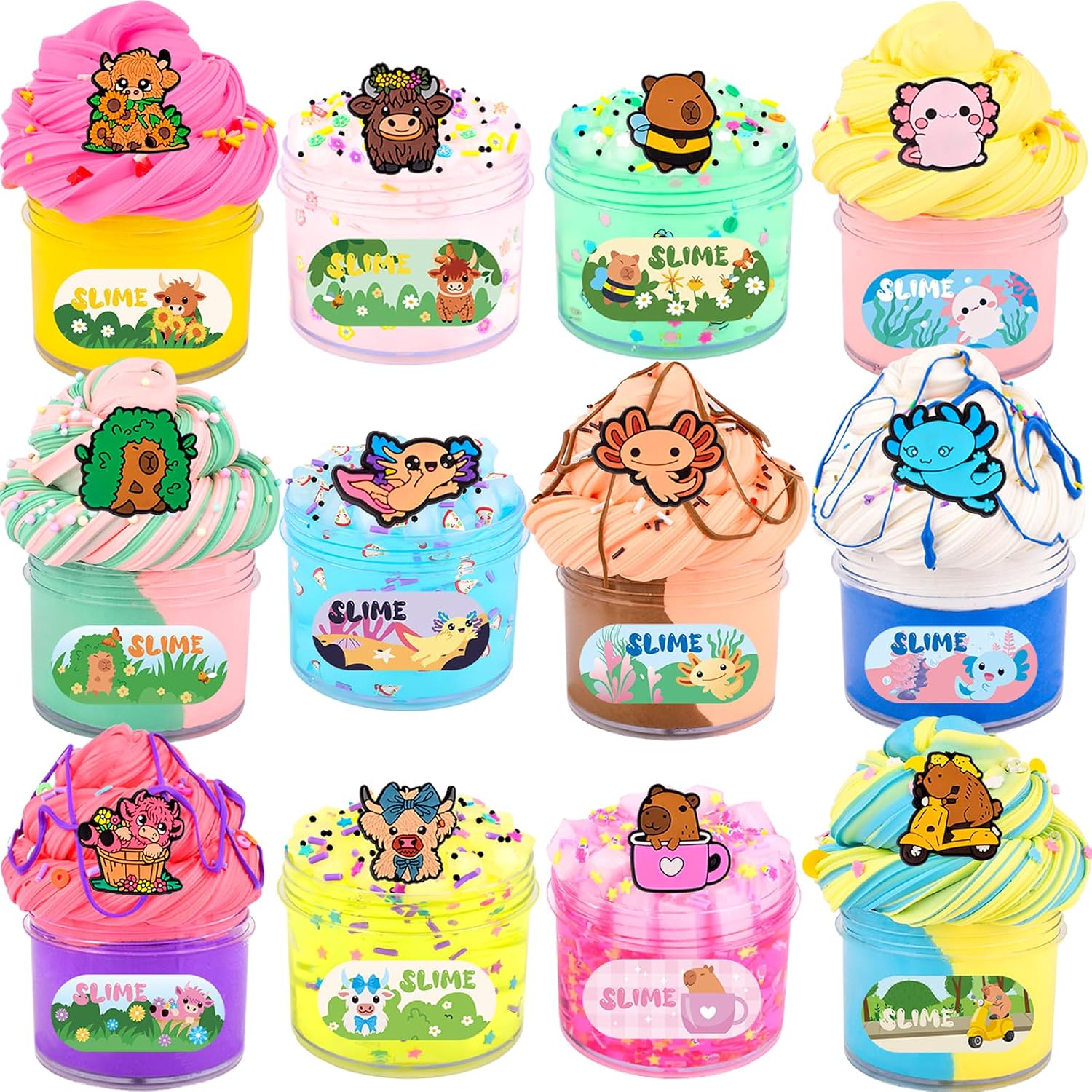 Detalle de 12 Pack Fluffy Axolotl Slime Kit 12pc