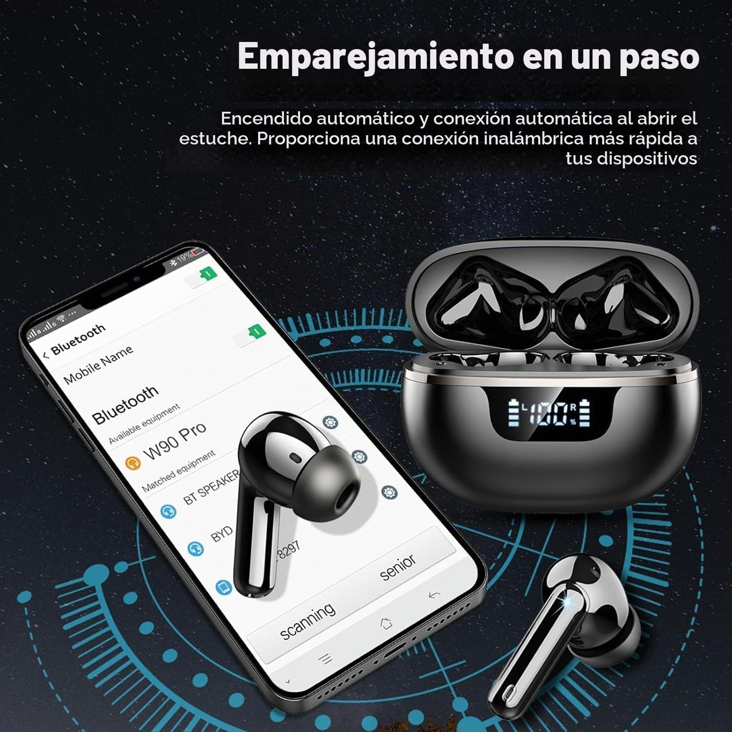 Detalle de Donerton Auriculares Inalámbricos Bluetooth 5.4 HiFi Estéreo — 48 h de autonomía