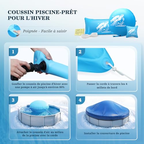 Detalle de UIRWAY Coussin d’hivernage rond 300 cm en PVC, double couture et corde de 15 m