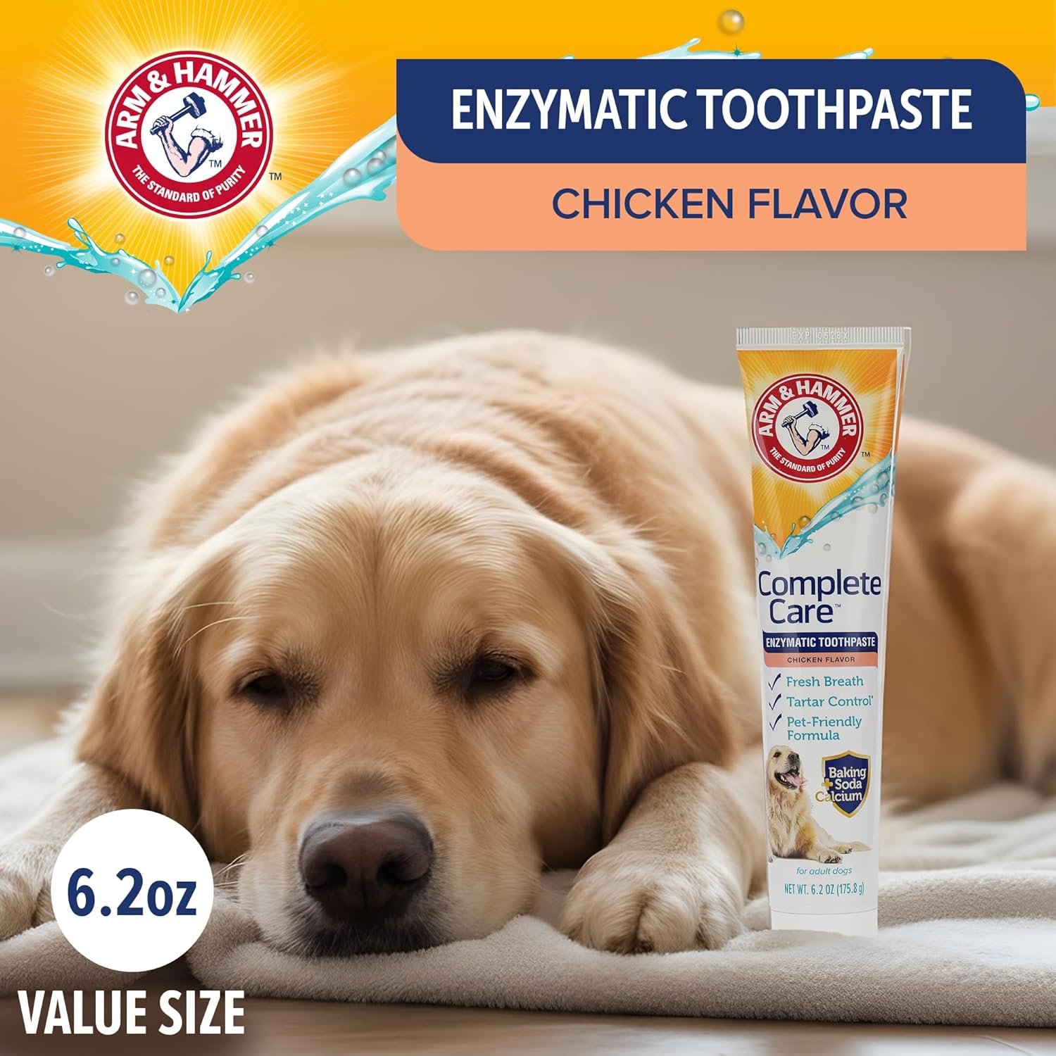 Detalle de ARM & HAMMER コンプリートケア 酵素犬用歯磨き粉 チキン風味・重曹・カルシウム配合 6オンス