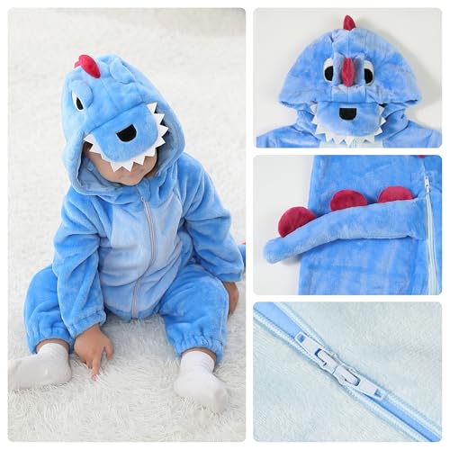 Thumbnail 2 de LOLANTA Blue Dinosaur Costume Romper for Babies, Hooded, 18–24 Months