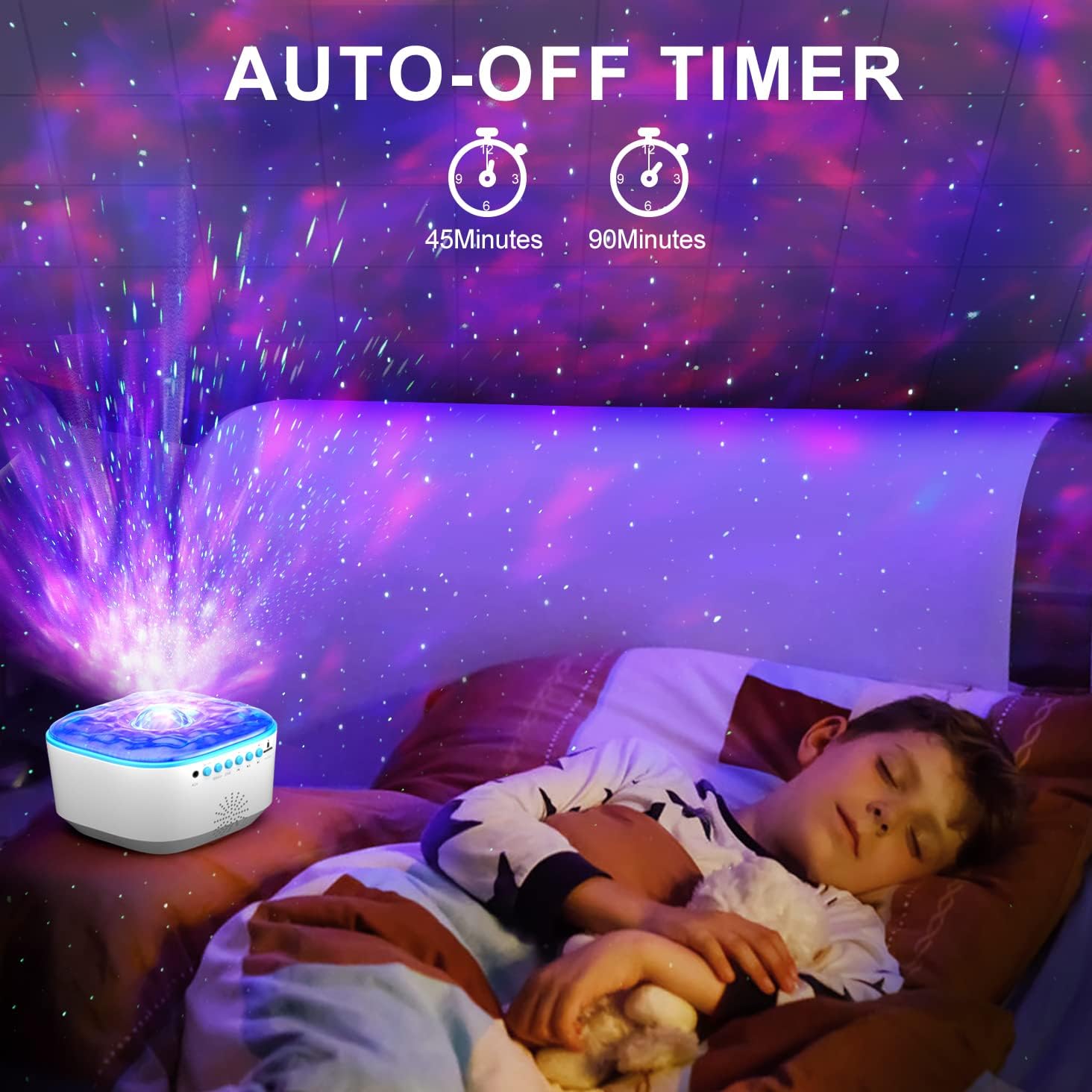 Thumbnail 3 de Bozhihong Galaxy Projector star night light with remote, timer and built-in music (white)