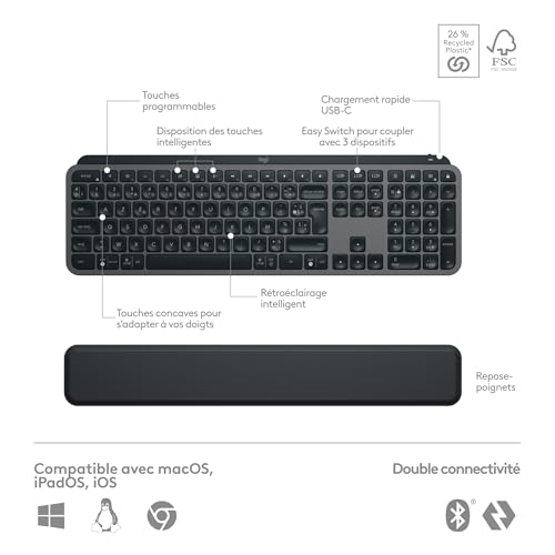 Thumbnail 6 de Logitech MX Keys S Combo : Clavier et Souris Sans Fil avec Repose Poignet
