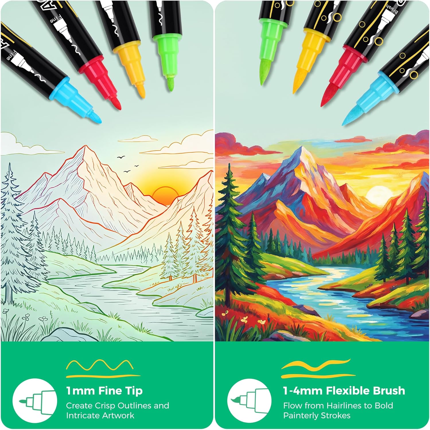 Thumbnail 2 de 120 Colour Acrylic Marker Pens – Dual Tip Fast-Dry & Water-Based Paint Pens for Rock, Wood, Canvas & Ceramic