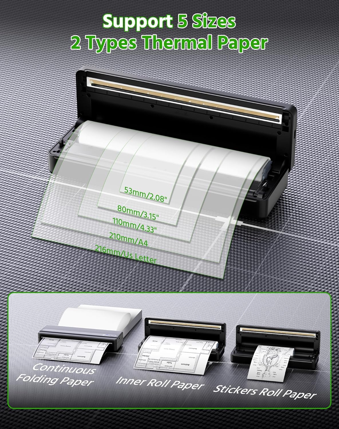 Thumbnail 3 de BORN4SHIP PB821 Portable Wireless Printer: Inkless On‑the‑Go Printing