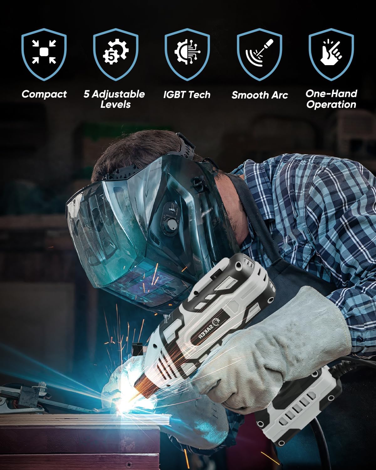 Detalle de Saker Portable Welder Handheld Welding Machine with 5-Level Current Adjustment