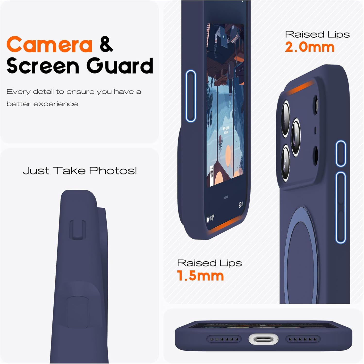 Thumbnail 3 de SKYLMW Magnetic iPhone 17 Pro Case with Invisible Stand — Dark Blue (6.3")