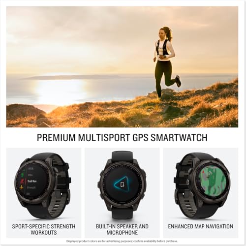 Detalle de Garmin fēnix 8 Solar Sapphire, 47mm DLC Titanium Black/Pebble Gray
