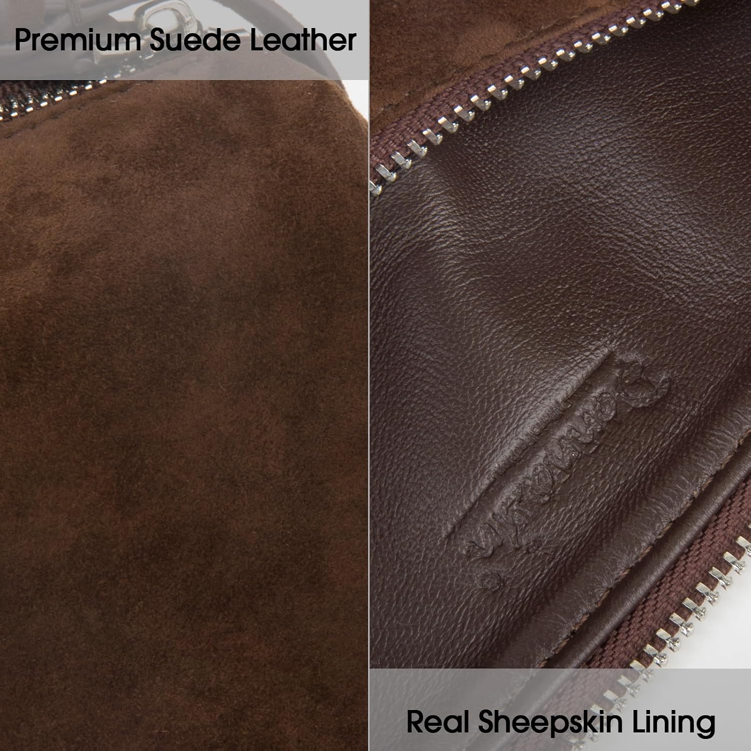 Detalle de DonnaIn Sac en Daim de Qualité Supérieure – Sac Bandoulière pour Femme en Daim, Petit Sac à Main en Cuir et Suède