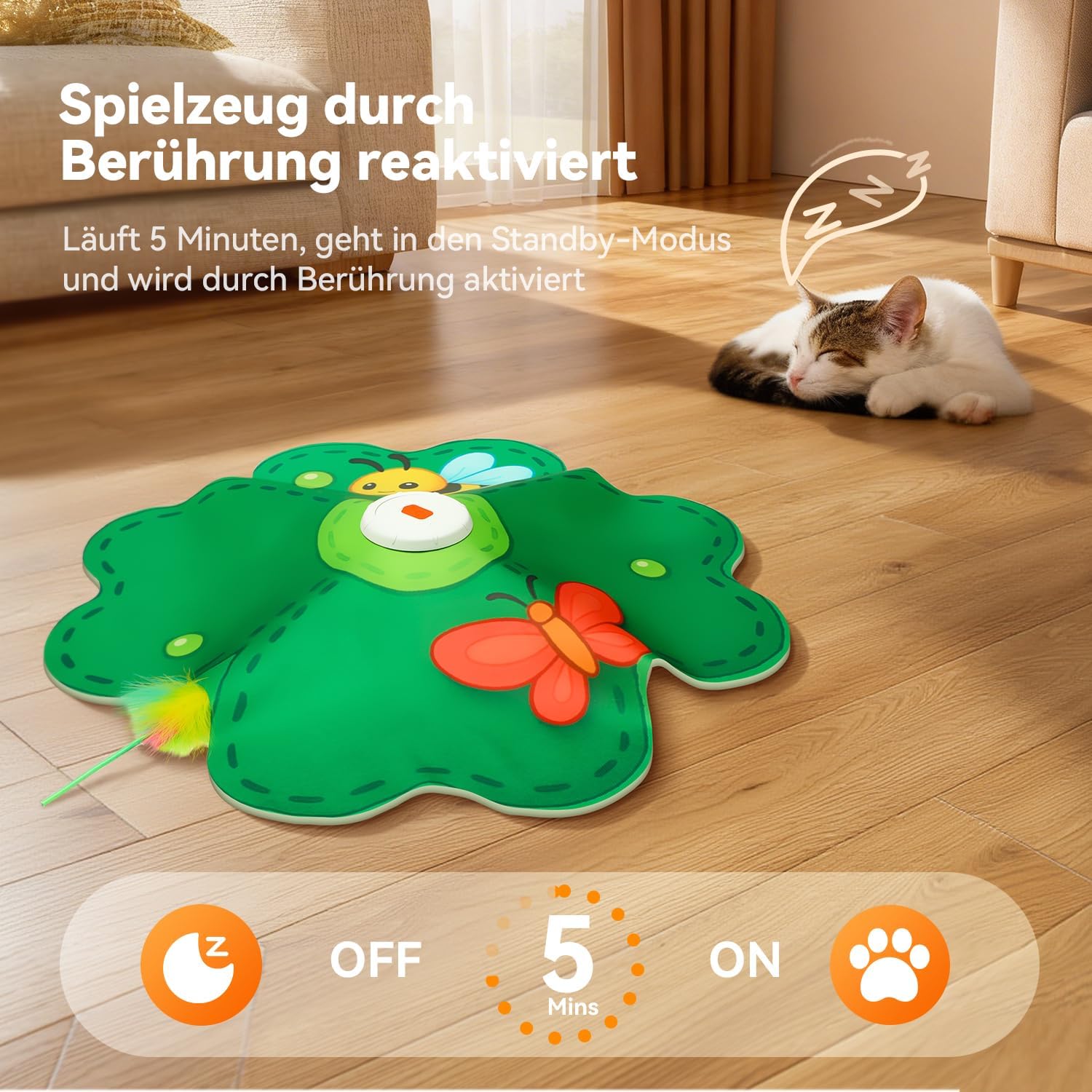 Detalle de FEELNEEDY Katzenspielzeug „Whack a Mole“ – interaktives Versteckspiel für Indoor-Kätzchen