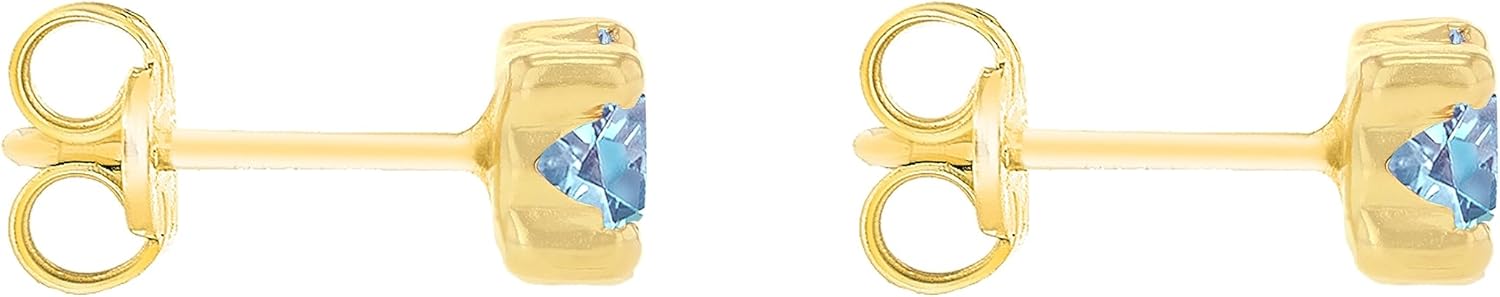 Thumbnail 4 de Amazon Essentials Orecchini a bottone in oro 9 carati con pietra portafortuna