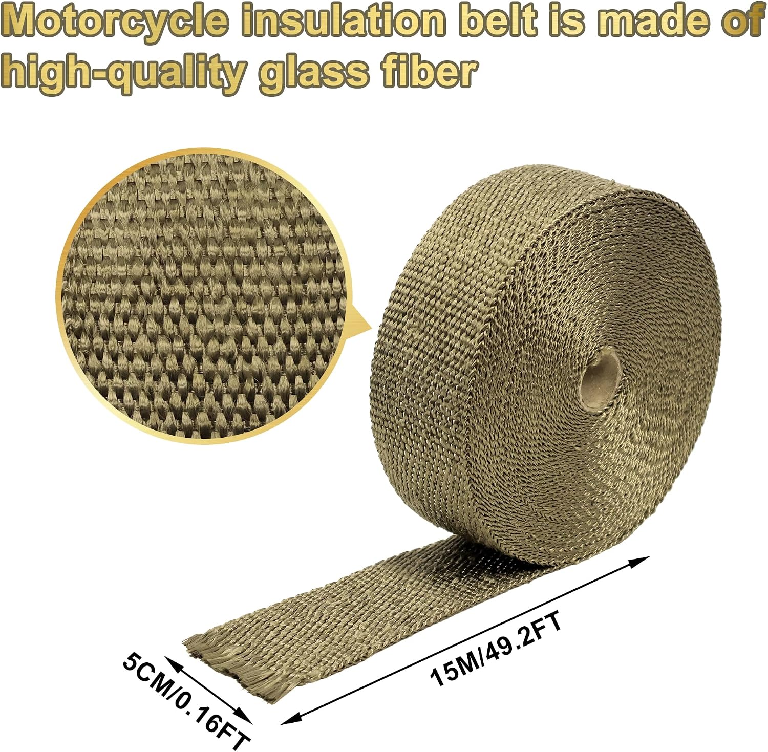 Thumbnail 6 de Foneso Titanium Exhaust Heat Wrap (5M) with 10 Stainless Ties for Car & Motorcycle