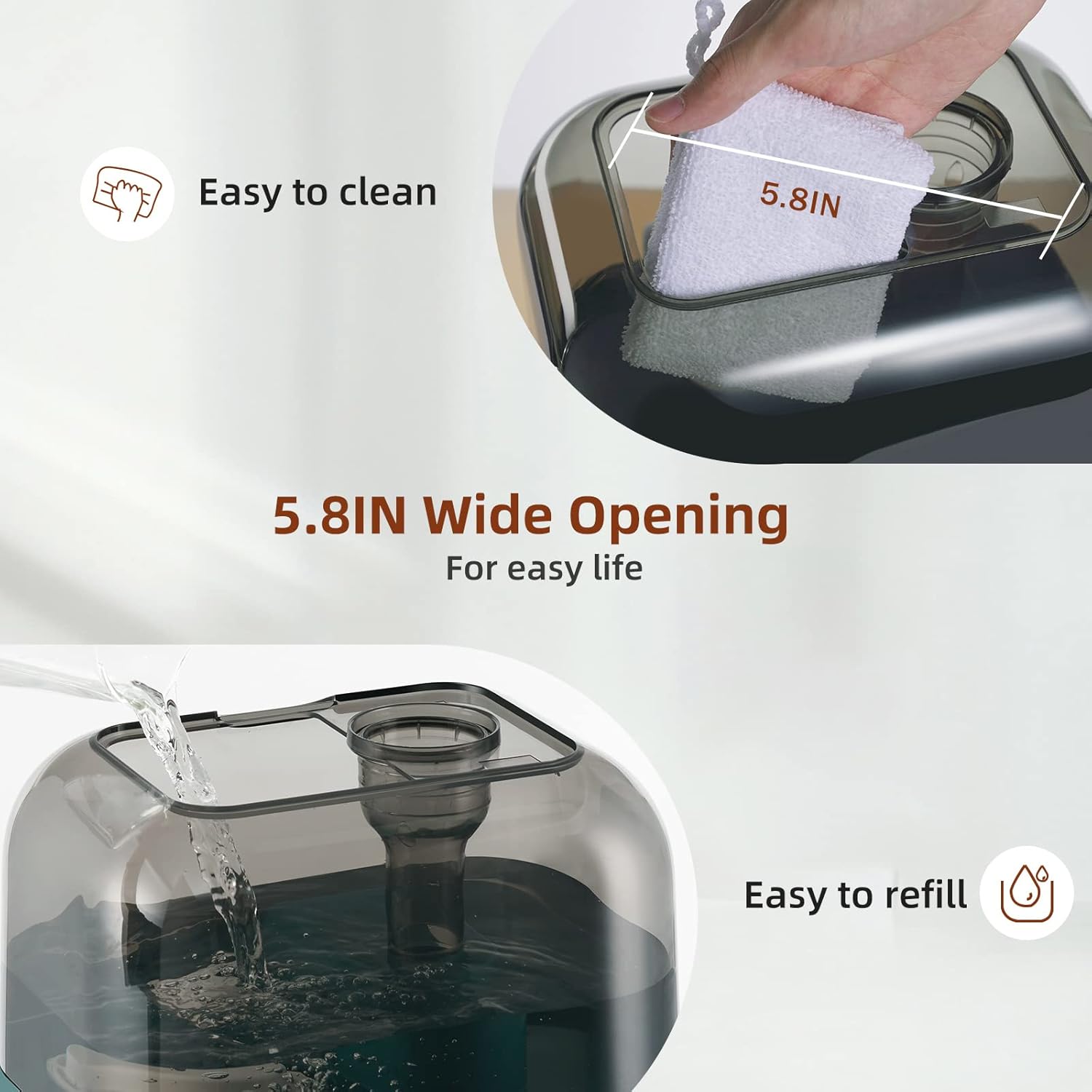 Thumbnail 3 de Bear 5L Top-Füllung Luftbefeuchter mit 28 dB Ultra-Leise, 35 Std. Laufzeit und Aromatherapie-Tablett