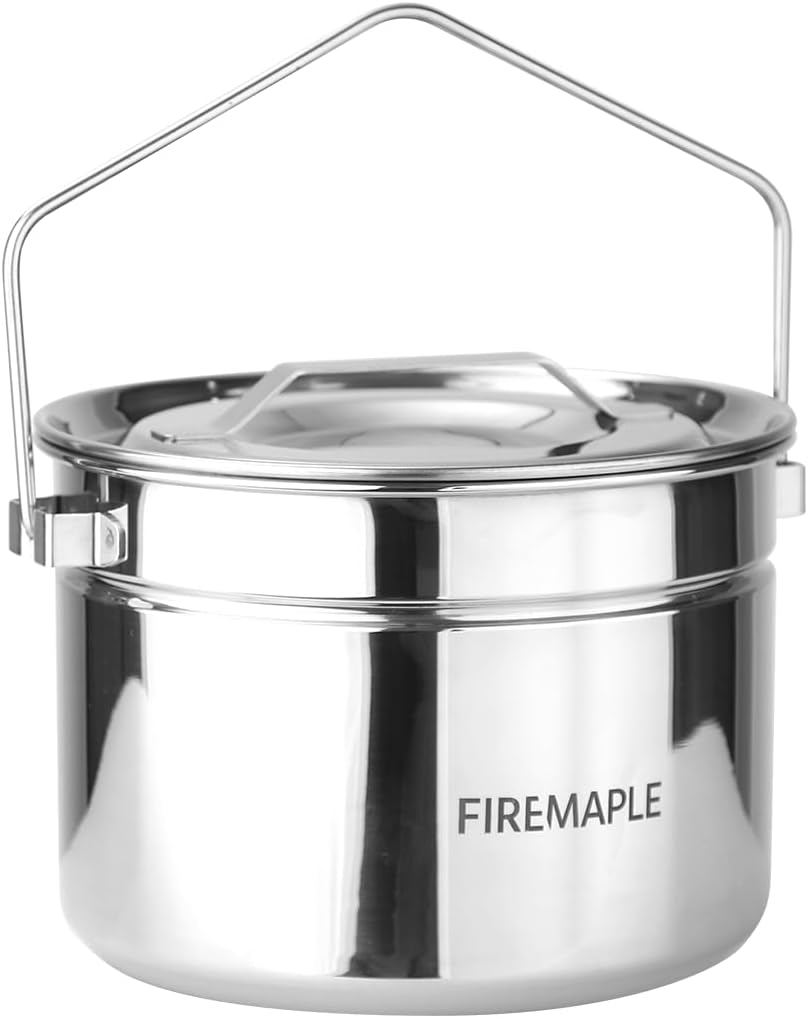 Detalle de Fire-Maple Antarcti kampeerpan van SUS304-staal, 1,8 liter met stoominzet