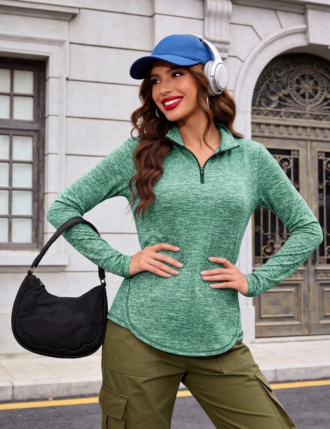 Thumbnail 4 de Haut de running femme Terecey 1/4 zip manches longues – sweat léger respirant à séchage rapide