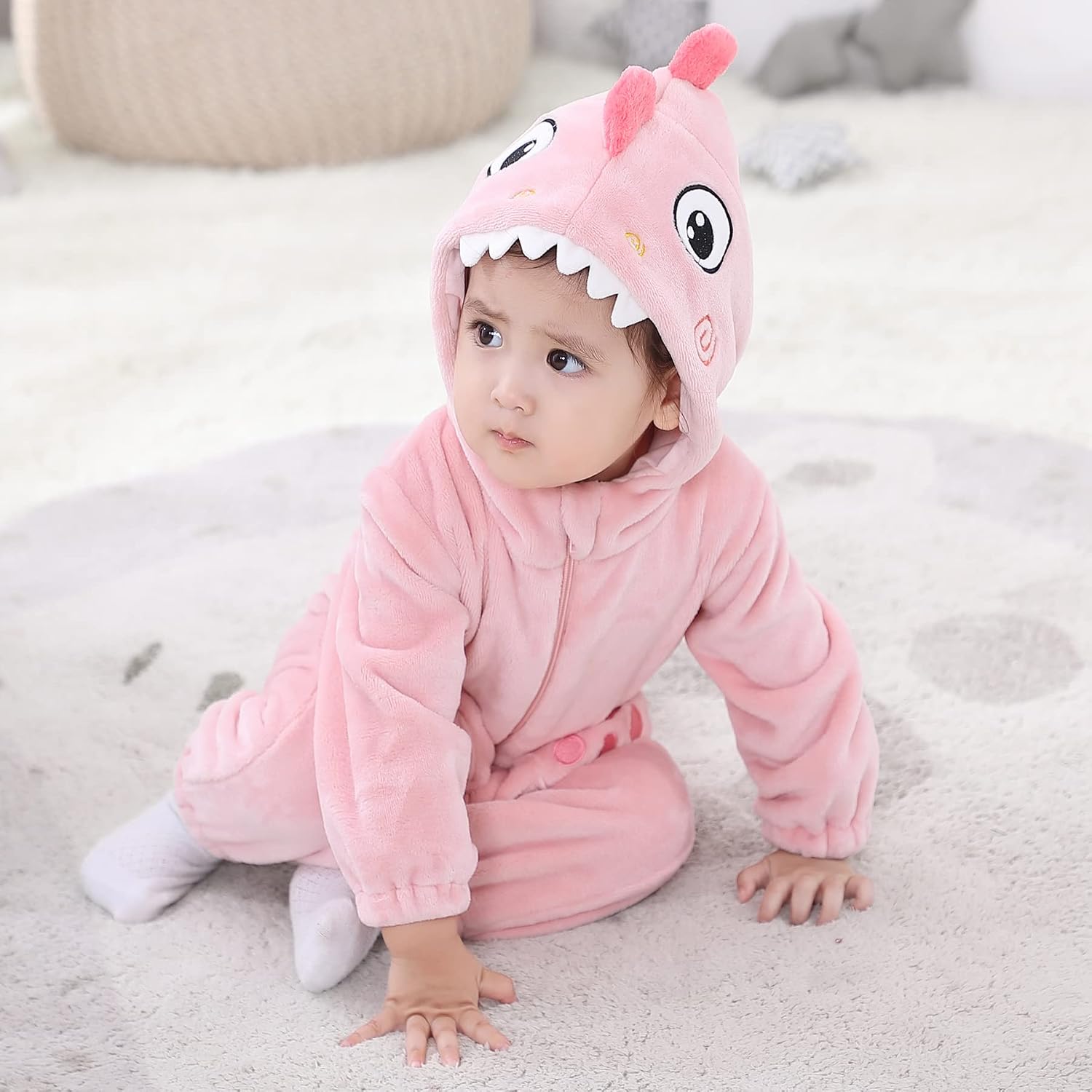 Thumbnail 6 de TONWHAR Toddler Animal Romper in Plush Fleece